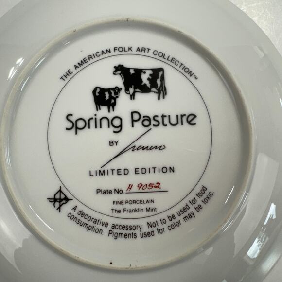 Spring Pasture Ltd Edition Plate Herrero American Folk Art Coll. Franklin Mint - Picture 6 of 7